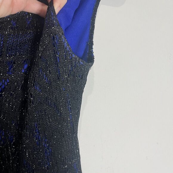 Vintage‎ Rampage Dress Women’s Large Black Blue Mesh Maxi Y2K Whimsigoth USA - Picture 5 of 10